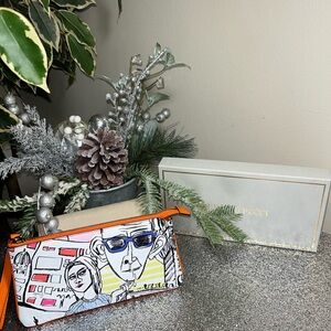 EMILIO PUCCI Multicolor Printed Genuine Leather Slim Pouch with box/ dust bag